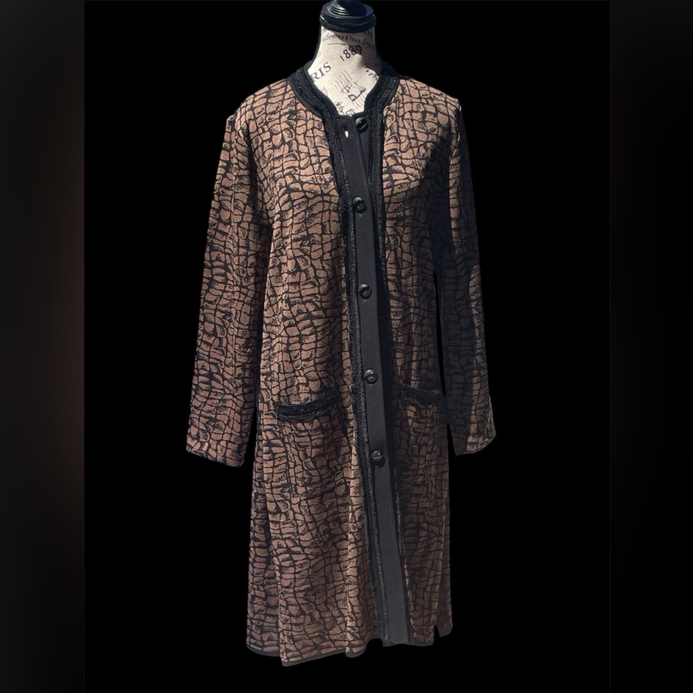 Misook Black And Brown Patterned Jacket Womens Xl - image 1